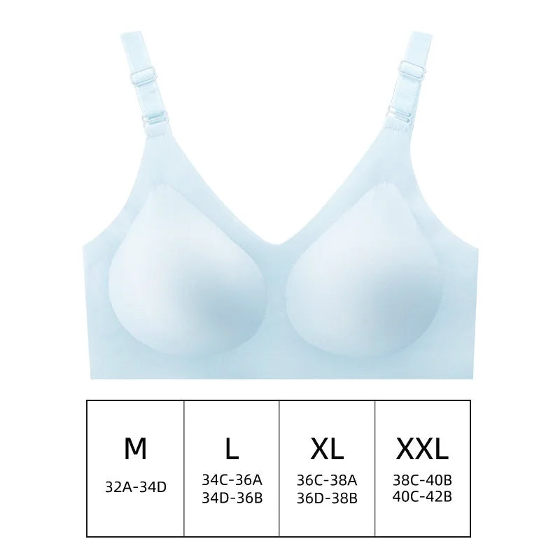 Women's Seamless (Breastfeeding) Bra, Thin Style Soft Wireless Underwear Comfortable Lingerie Deep V Gather