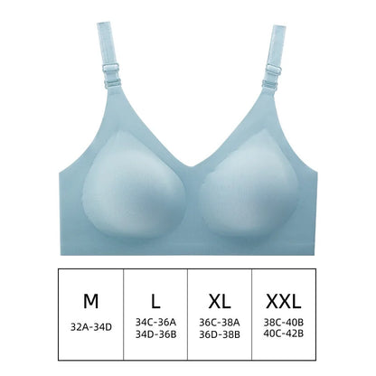 Women's Seamless (Breastfeeding) Bra, Thin Style Soft Wireless Underwear Comfortable Lingerie Deep V Gather